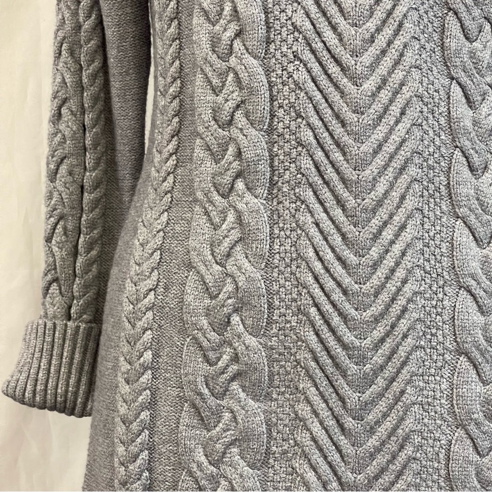 Bargain Cable Gray Turtleneck Sweater Dress - Picture 2 of 8